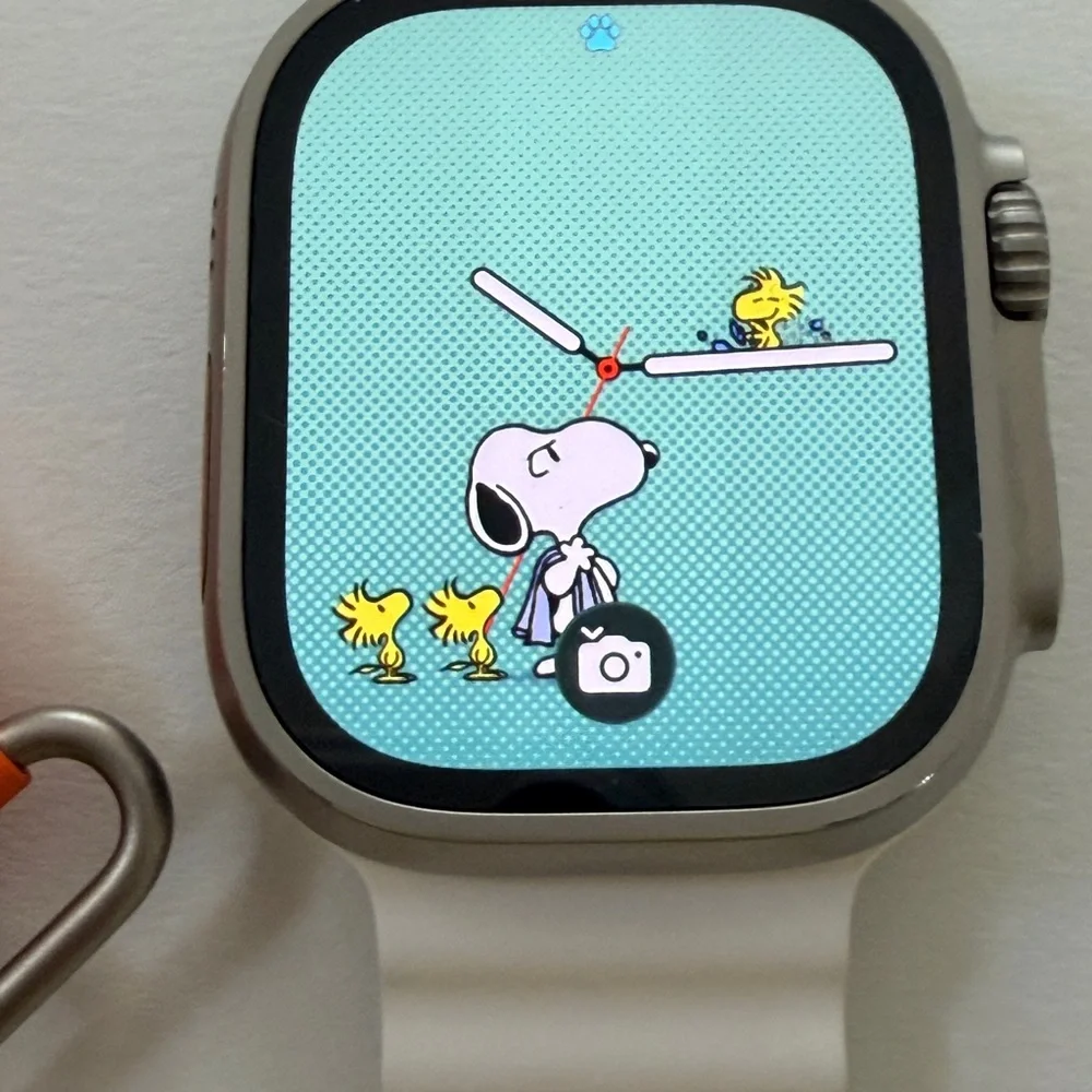 Apple Watch Ultra 1st Gen Smartwatch with White, Orange, and Yellow Bands